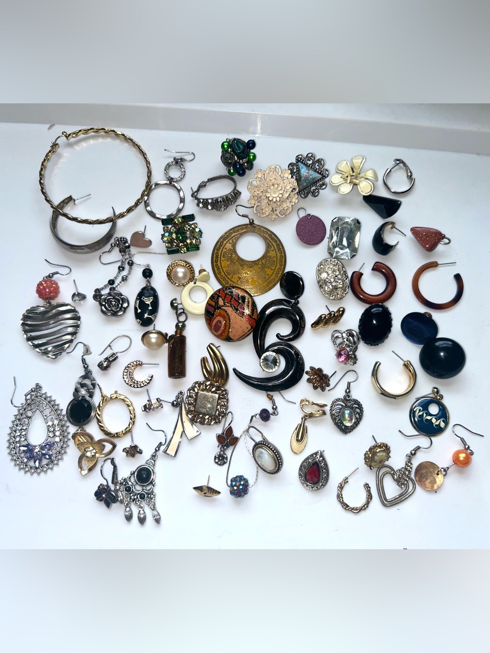 VTG Single Earring Lot Sterling Silver Plated Signed Costume Jewelry Craft DIY - Picture 9 of 9